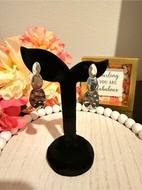 Madison Tyler Silver Hammered Clip On Dangle Earrings Statement NWT